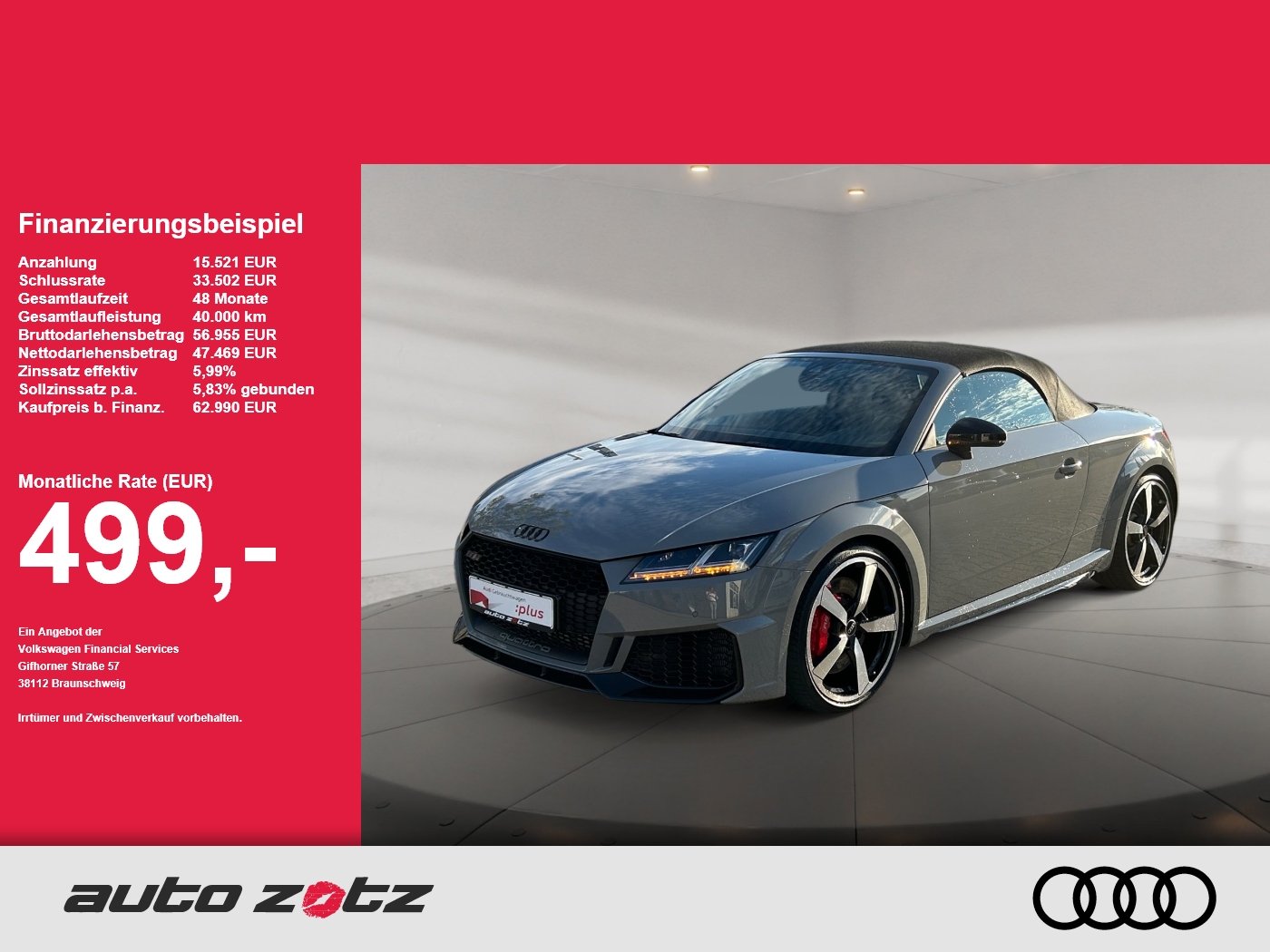 TT RS Roadster 294(400)  S tronic matrix,Kam.,LM