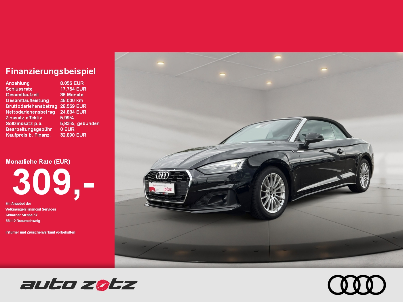 A5 Cabriolet 35TFSI Stronic ,PDC,Kam.,Leder,SHZ