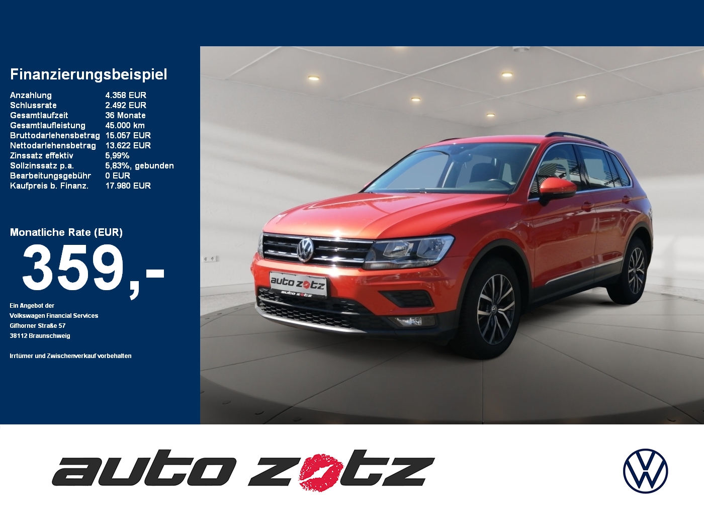 Tiguan Comfortline 1.4 l TSI  6-Gang ,PDC,SpurH